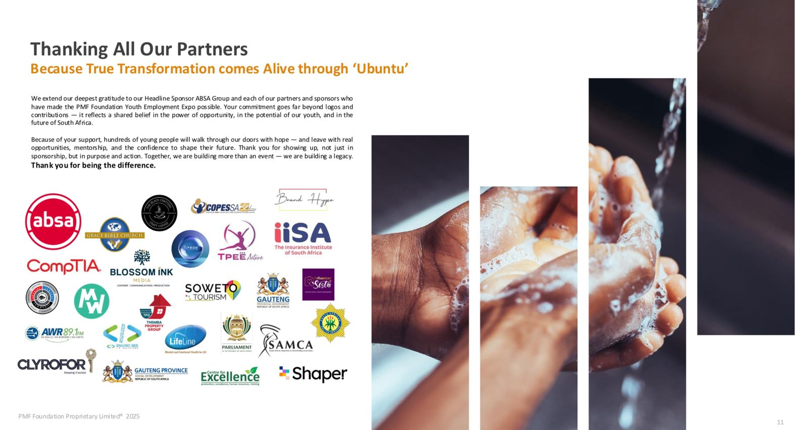 PMF Youth Expo 2025 — partner organisations logos